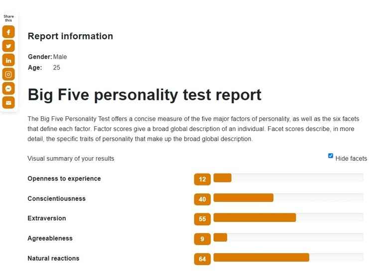 Big Five Personality Test Report